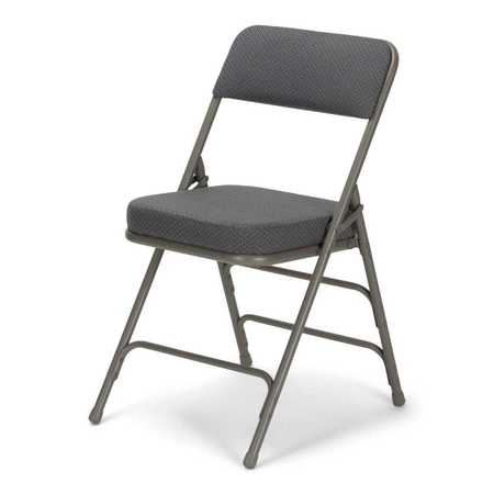 Atlas Commercial Products Triple-Braced Fabric Padded Metal Folding Chair, 2" Cushion, Gray MFC22GRYFP-2